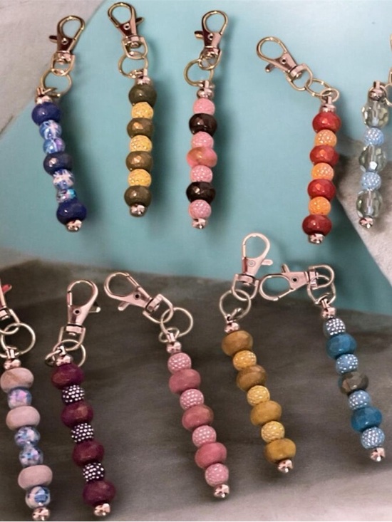 Handmade Accessories - Handmade beaded keychain charms colorful lobster clasp accessories Choose 1